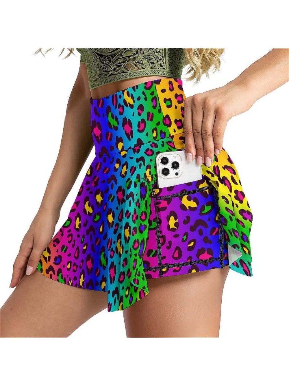 High Waisted Tennis Skirt with Pockets & Inner Shorts for Running & Workout